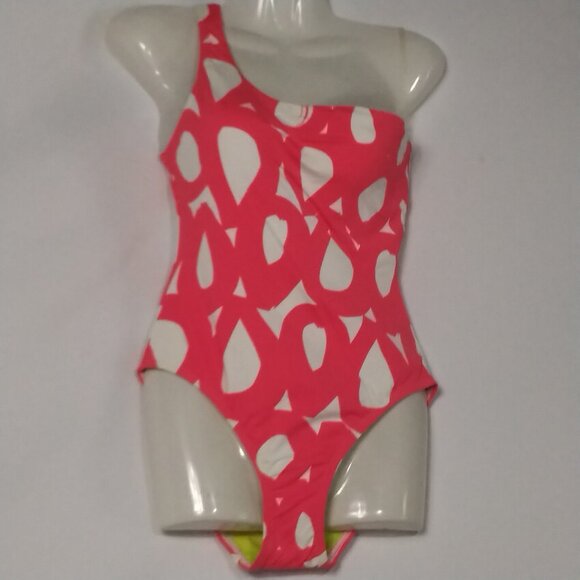 ECHO Design UPF 50 UV Sun Protection Coral & White One Shoulder Swimsuit Various